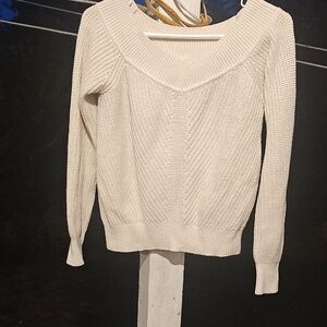 Abercrombie & Fitch Off-the-Shoulder Cream Sweater
